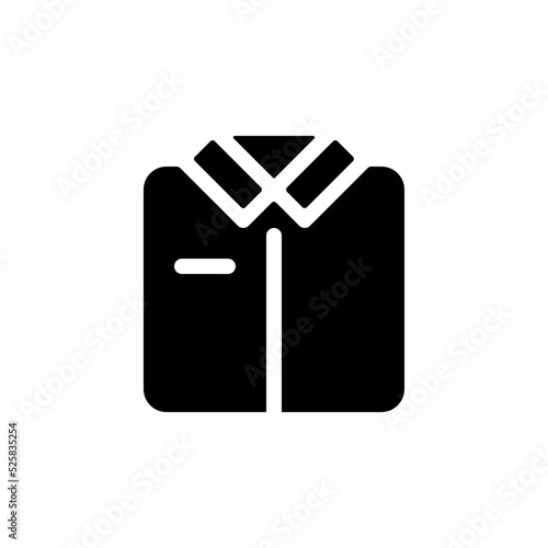 Folded shirt black glyph ui icon. Work uniform. Pajamas store. Formal clothes. User interface design. Silhouette symbol on white space. Solid pictogram for web, mobile. Isolated vector illustration