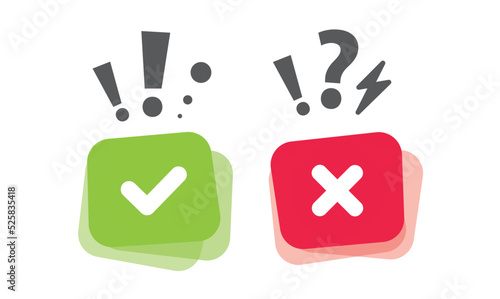 Right and wrong answer, good and bad experience, customer feedback,vector, icon. photo
