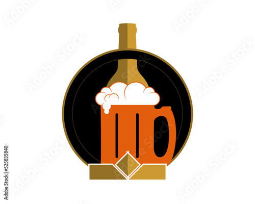 Circle with a bottle and glass beer