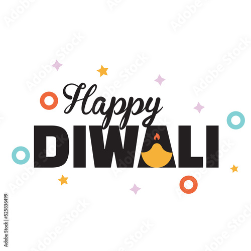 Happy Diwali. Handwritten lettering text isolated Creative background
