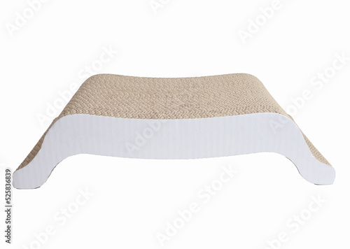 cat scratching post on white background