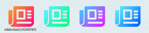 Newspaper solid icon in gradient colors. News paper signs vector illustration.