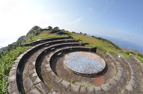 Remote and isolated hidden island Aogashima island in Tokyo, Japan photo