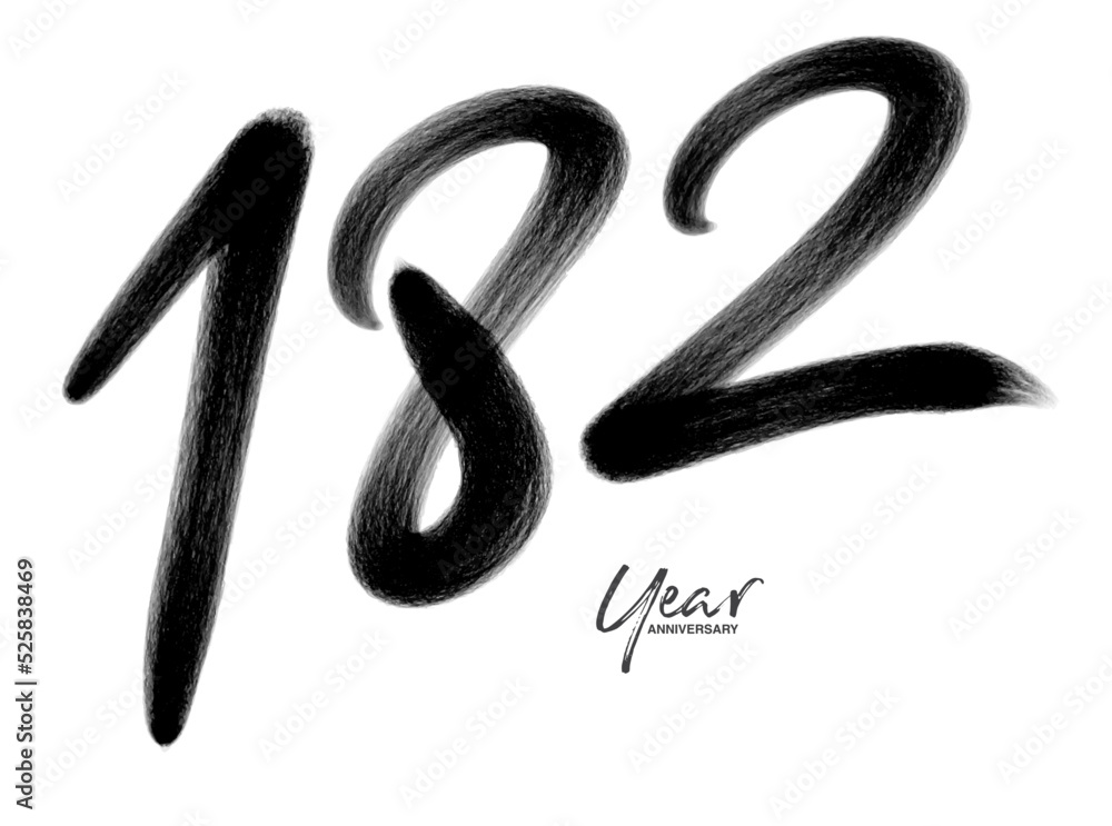 182 Years Anniversary Celebration Vector Template, 182 number logo design, 182th birthday, Black Lettering Numbers brush drawing hand drawn sketch, number logo design vector illustration 182 Years Anniversary Celebration Vector Template, 182 number logo design, 182th birthday, Black Lettering Numbers brush drawing hand drawn sketch, number logo design vector illustration