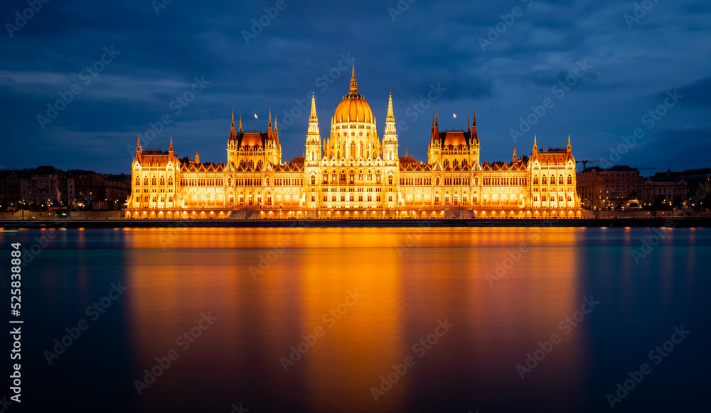 Europe, Hungary, Budapest. Hungarian Parliament in Budapest, hungary. famous landmark, historical building.