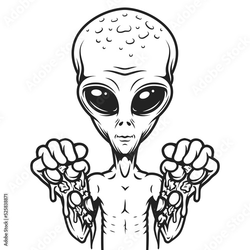 Space alien portrait vintage monochrome