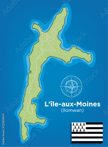 Carte de L'ILE-AUX-MOINES - Bretagne Morbihan