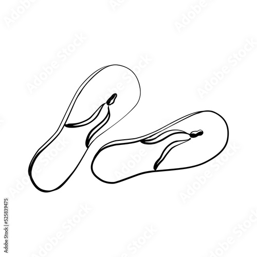Pair of summer flip flops isolated on white background