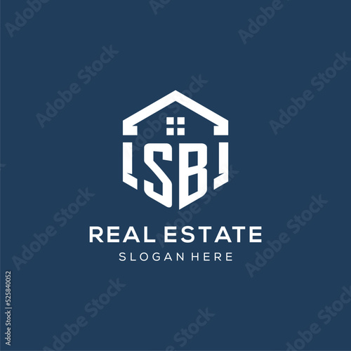 Letter SB logo for real estate with hexagon style