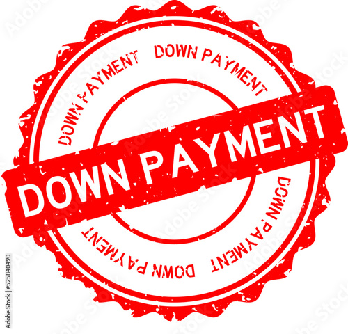 Grunge red down payment word round rubber seal stamp on white background
