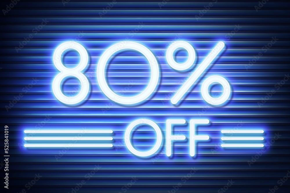 Price labele sale promotion market. store special Neon glow numbers 80 off Price labele sale promotion market. store special Neon glow numbers 80 off