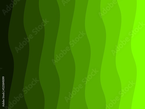 Green monochrome abstract wallpaper. Wavy abstract background. Green gradient abstract print. Green color palette.