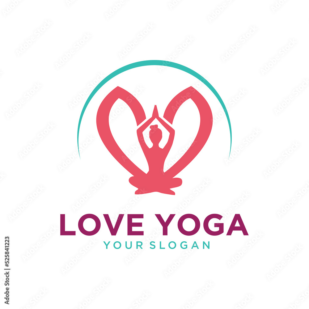 Love Yoga Poses Logo Design Love Yoga Poses Logo Design
