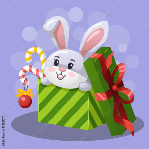 rabbit in a gift box, symbol of the year 2023 (ID: 525841217)