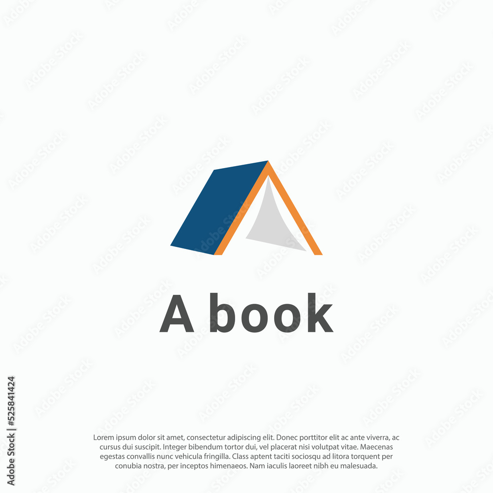 Combining Letter A and Book shape as a book logo design vector Combining Letter A and Book shape as a book logo design vector