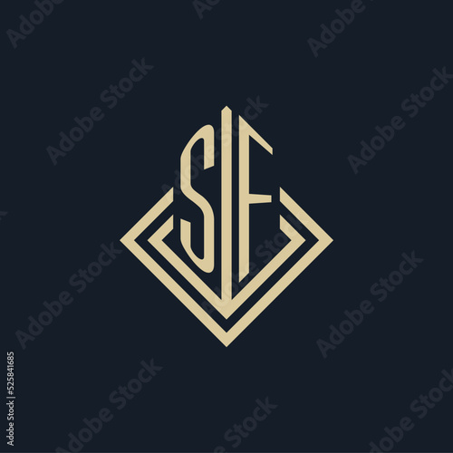Initials SF logo rhombus lines shape style, luxury modern real estate logo design