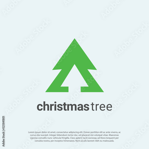 Murais de parede Christmas  Pine Tree On Up shape logo vector