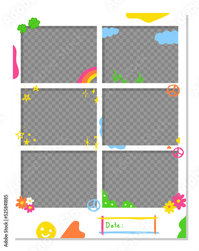 hippie minimal colorful kawaii cute automatic sticker photo booth vector frame