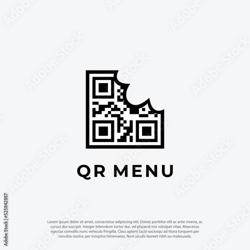 QR code menu logo vector concept, scan for menu order. customer service. food menu barcode logo