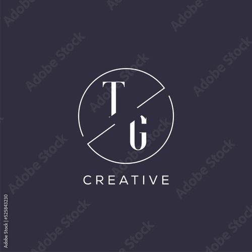 Elegant look monogram TG logo with simple circle line