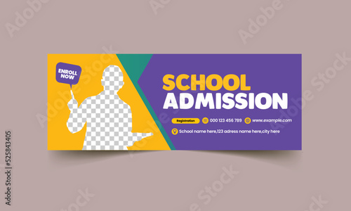 Back to school timeline cover template, School admission timeline cover, Template banner for social network