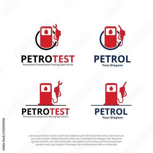 Petrol pump and Petroleum Compliance Testing logo vector design template pack 