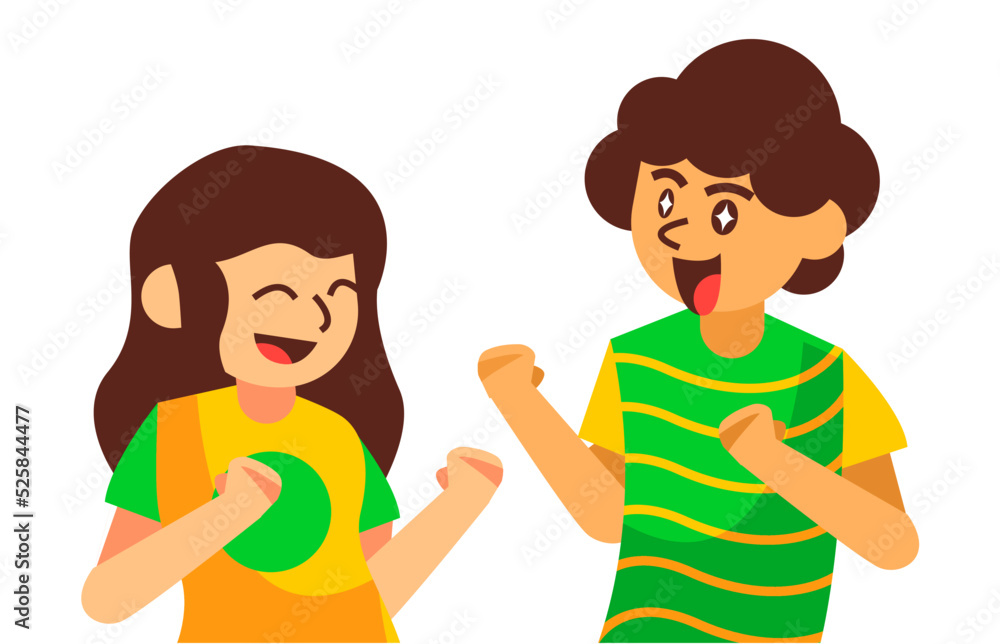 flat illustration happy kids for brazil independece day celebration flat illustration happy kids for brazil independece day celebration