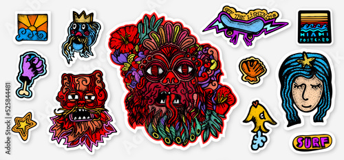 "Gods of the summer".Colored sticker pack
