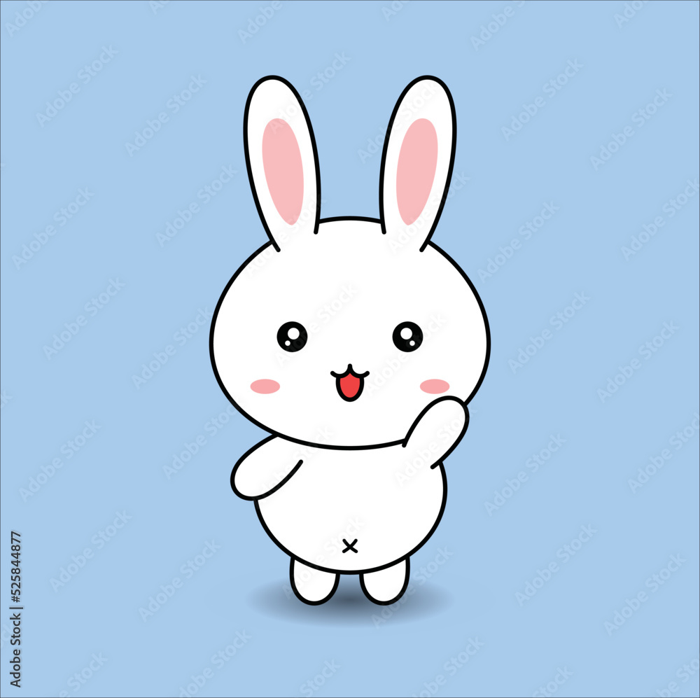 Obraz premium kawaii cute bunny vector design illustration line art