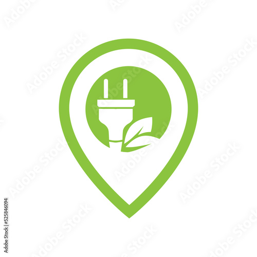 electrical plug and green leaves 