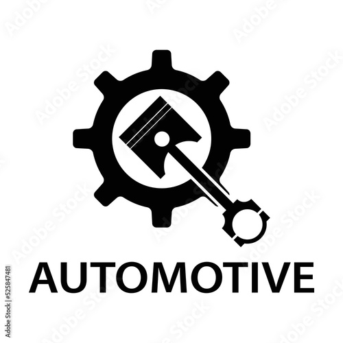 automotive double piston logo silhouette vector icon illustration design
