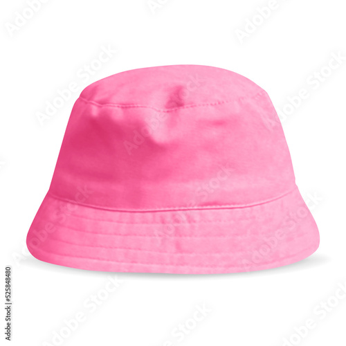 Blank pink bucket hat mockup, profile view, Empty textile protection panama or fullcap for hunting mock up.