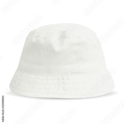Blank white bucket hat mockup, profile view, Empty textile protection panama or fullcap for hunting mock up.