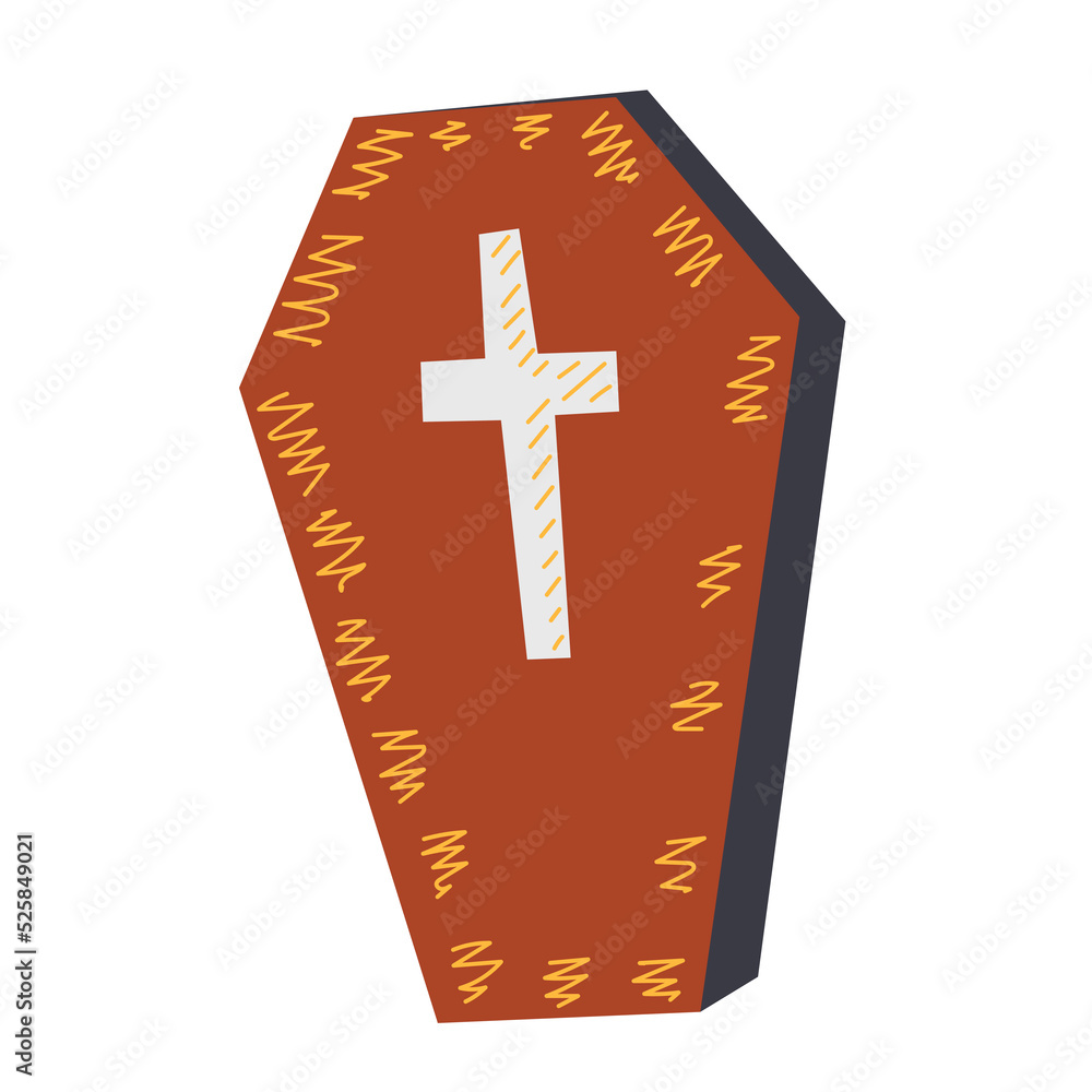 Obraz premium coffin in doodle style, halloween isolated, vector