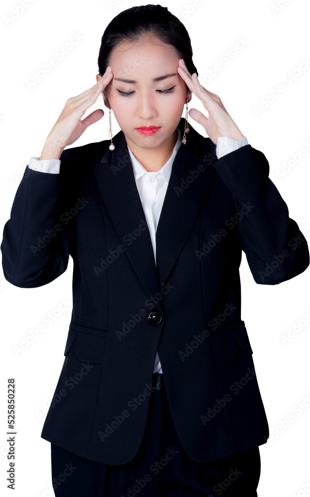 Young asian business woman headache isolated png transparent file, businesswoman expression with ache. Young asian business woman headache isolated png transparent file, businesswoman expression with ache.