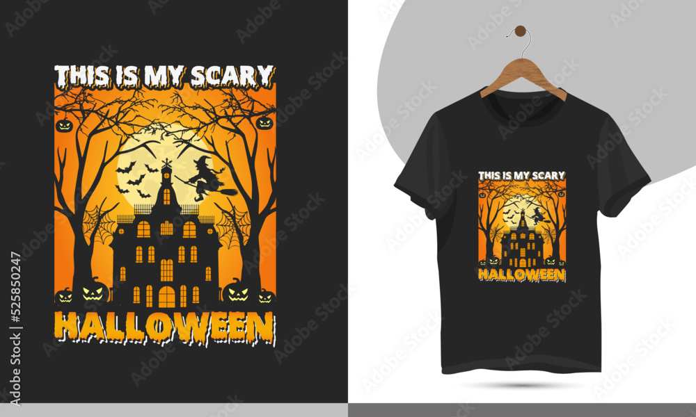 This is my scary Halloween typography t-shirt design template. Happy Halloween T-shirt design is easily editable and customizable vector arts. This is my scary Halloween typography t-shirt design template. Happy Halloween T-shirt design is easily editable and customizable vector arts.