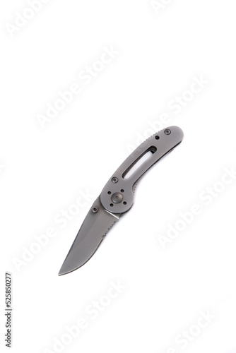 folding pocket knife on white background