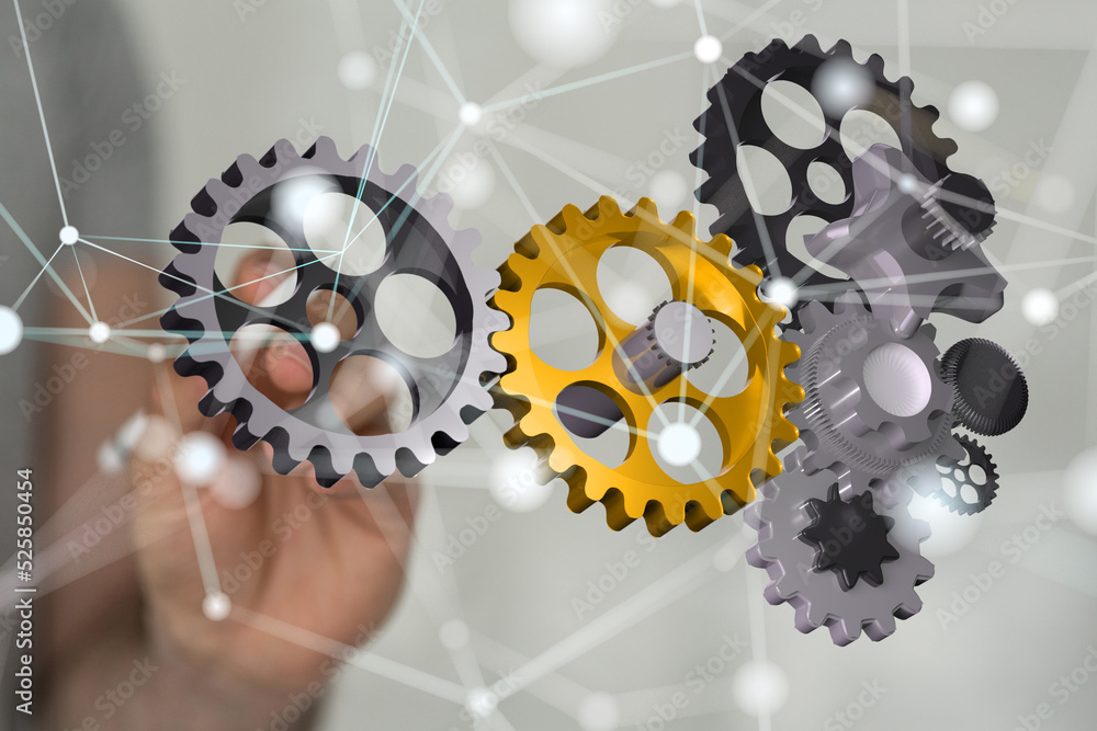 gear Futuristic in Industry 4.0 and business virtual diagram gear Futuristic in Industry 4.0 and business virtual diagram