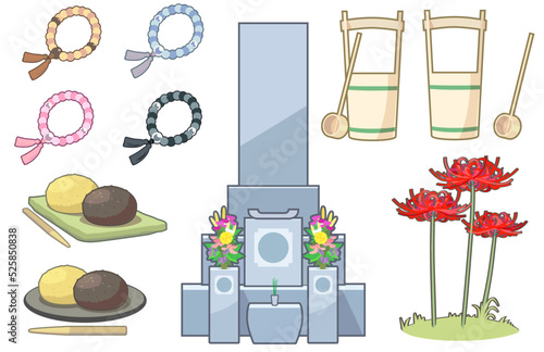 お彼岸のイラストのセット