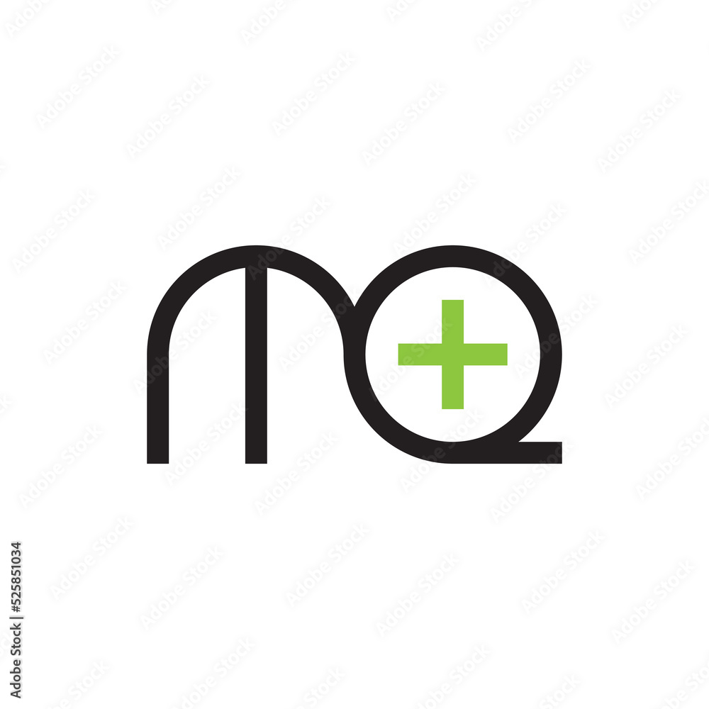 MQ letter with plus logo design vector MQ letter with plus logo design vector