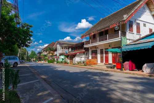  Colourful and decorative house in Old Luang Prabang Laos historical colonial French architecture