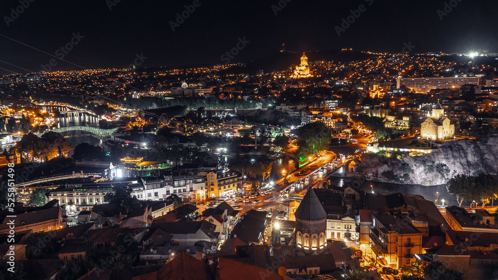 Night view of Tbilisi. Long exposure shot