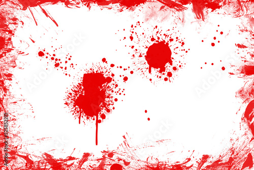 赤いインクを飛び散らせたフレーム背景。 事件のコンセプト背景。