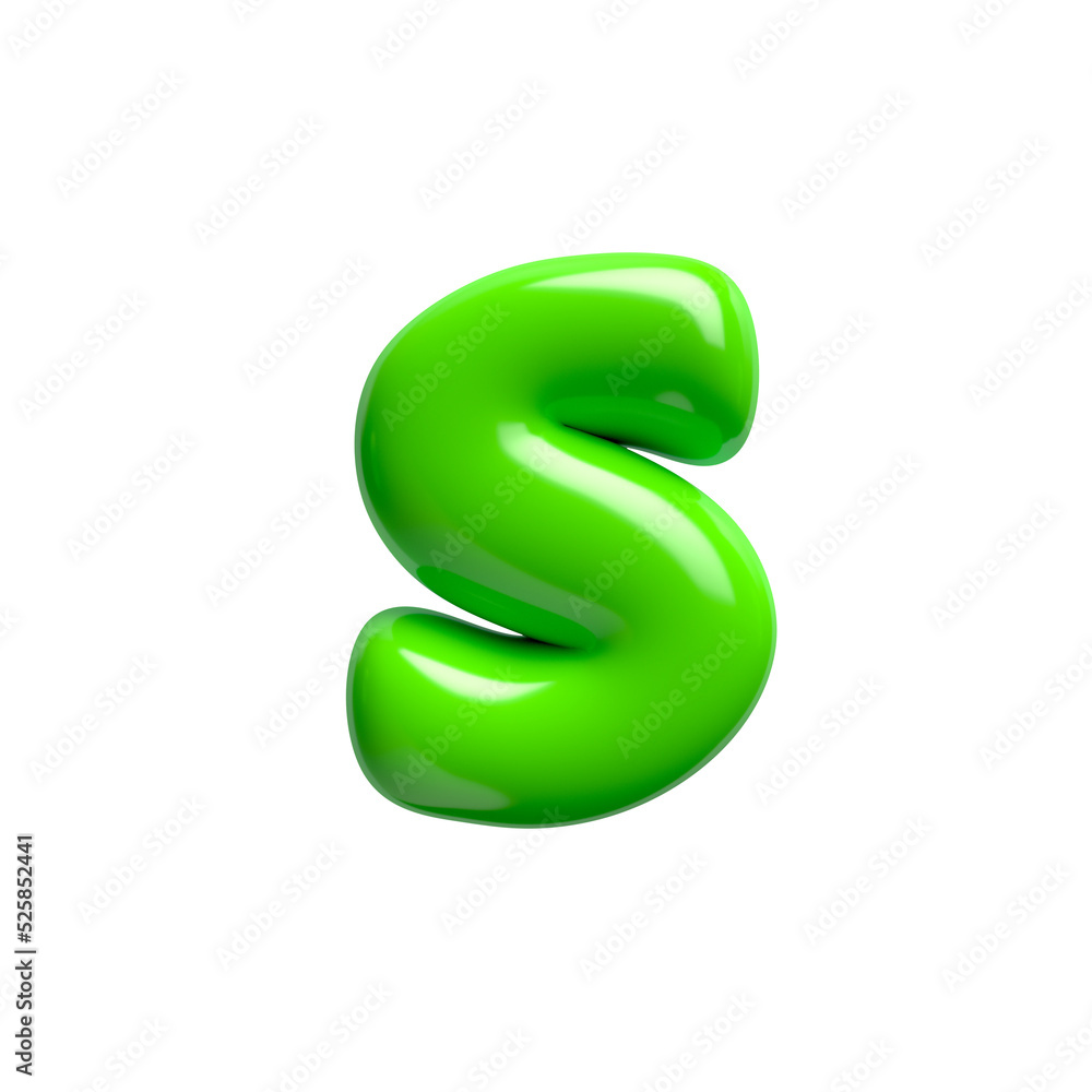 Green 3d font - lowercase isolated glossy 3d letter s Green 3d font - lowercase isolated glossy 3d letter s