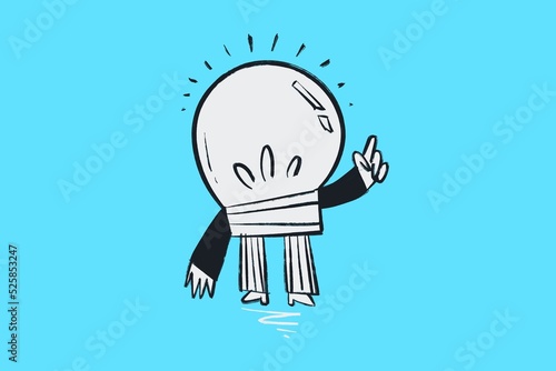Think outside the box, lightbulb idea, solution, problem solving - Comic illustration sketch in a cartoony style