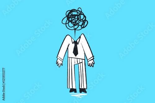 Burnout, stressed, depressed, nervous person with smoke coming our of the head - Comic illustration sketch in a cartoony style
