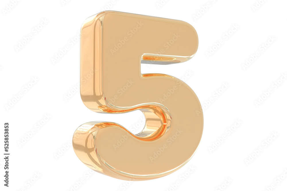 3d golden font number 5