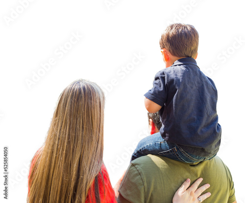 Tranparent PNG of Young Family From Behind Looking Onward.