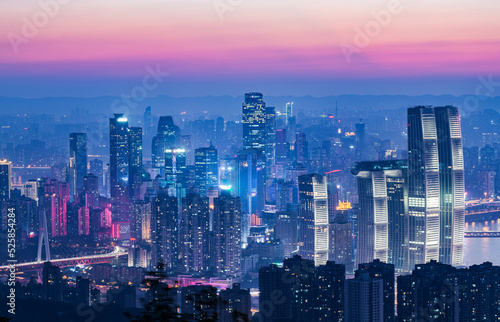 Summer sunset dusk and night city scenery, Chongqing, China © onlyyouqj