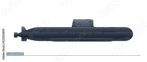 Navy submarine. Navy submarine just on a white background. Vector illustration
